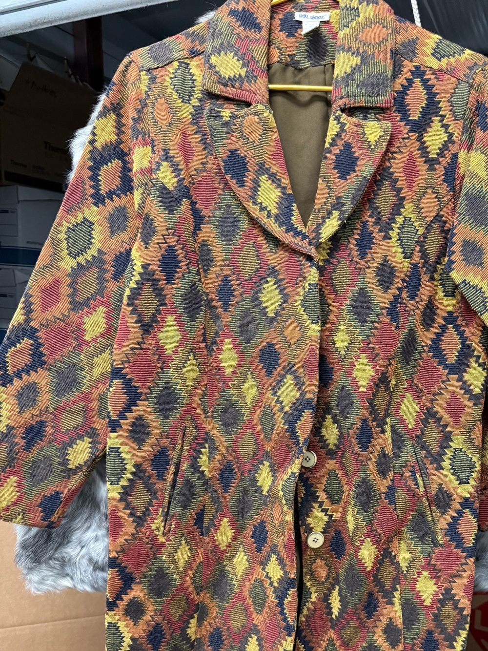 Multicolor Geometric Knit Blazer - Unbranded